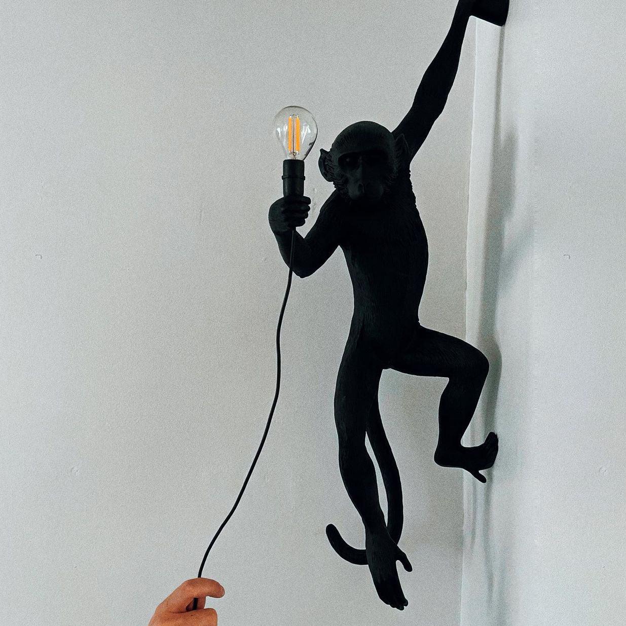 Artistic Monkey Resin Wall Sconce Whimsical Animal Design Interior Light