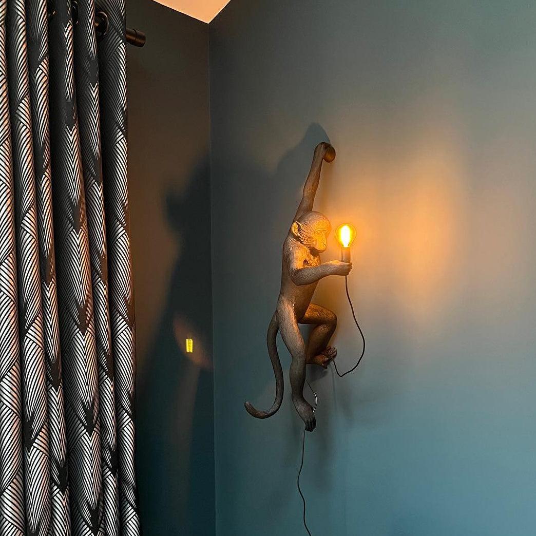 Artistic Monkey Resin Wall Sconce Whimsical Animal Design Interior Light
