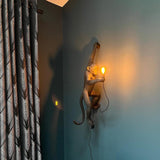 Artistic Monkey Resin Wall Sconce Whimsical Animal Design Interior Light