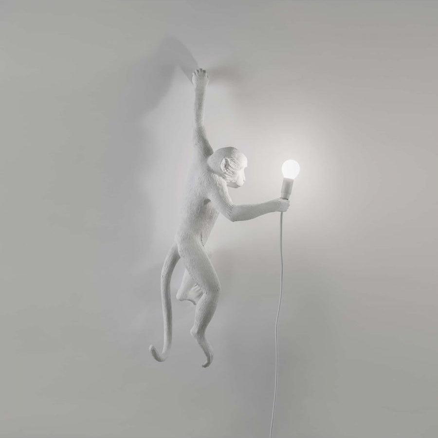 Artistic Monkey Resin Wall Sconce Whimsical Animal Design Interior Light