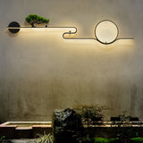 Artistic Moon and Tree Design Outdoor LED Wall Sconce Waterproof Black Exterior Lighting