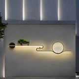 Artistic Moon and Tree Design Outdoor LED Wall Sconce Waterproof Black Exterior Lighting