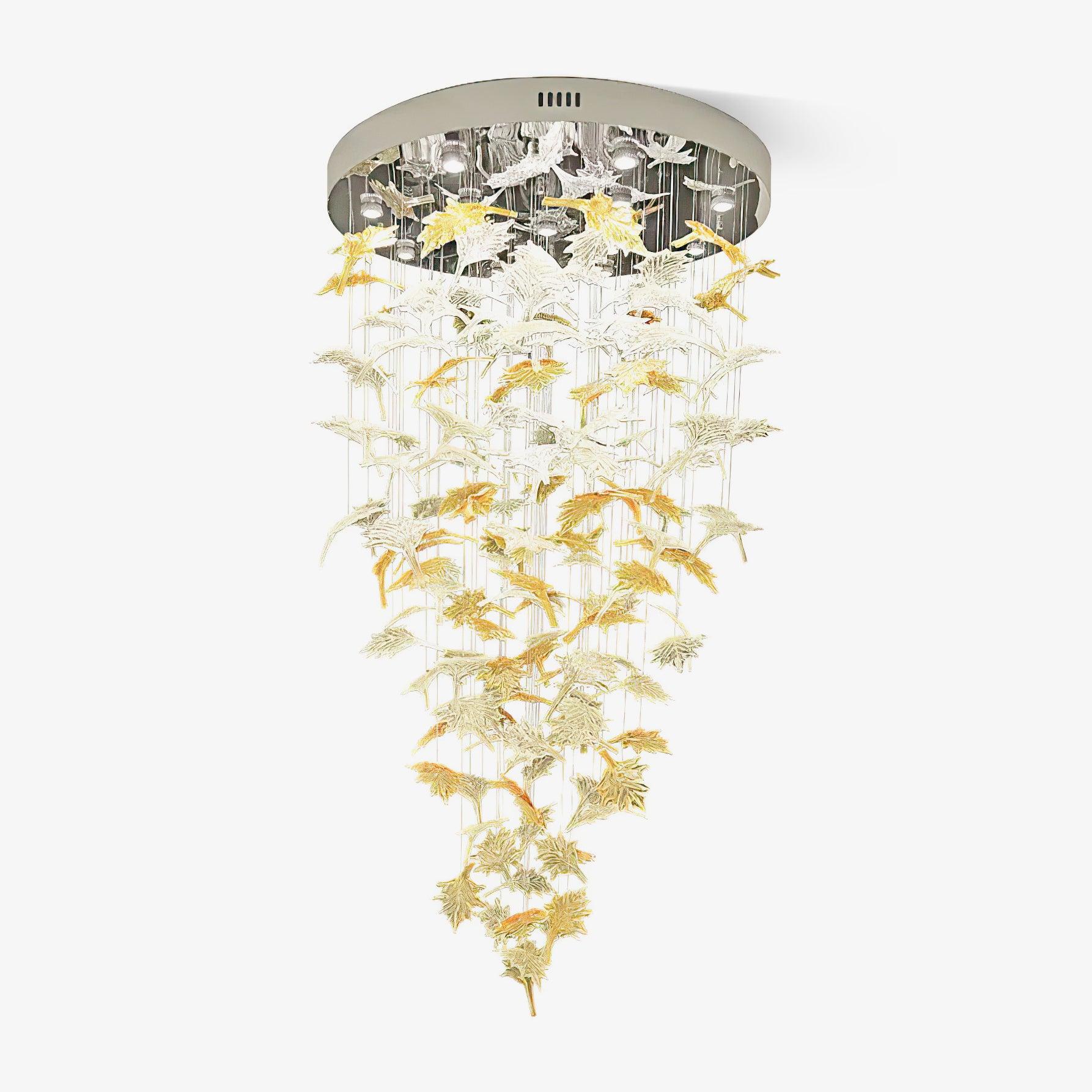 Artistic Multicolor Crystal Maple Leaf Chandelier Luxury Glass Leaf LED Pendant Light