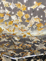 Artistic Multicolor Crystal Maple Leaf Chandelier Luxury Glass Leaf LED Pendant Light