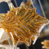 Artistic Multicolor Crystal Maple Leaf Chandelier Luxury Glass Leaf LED Pendant Light