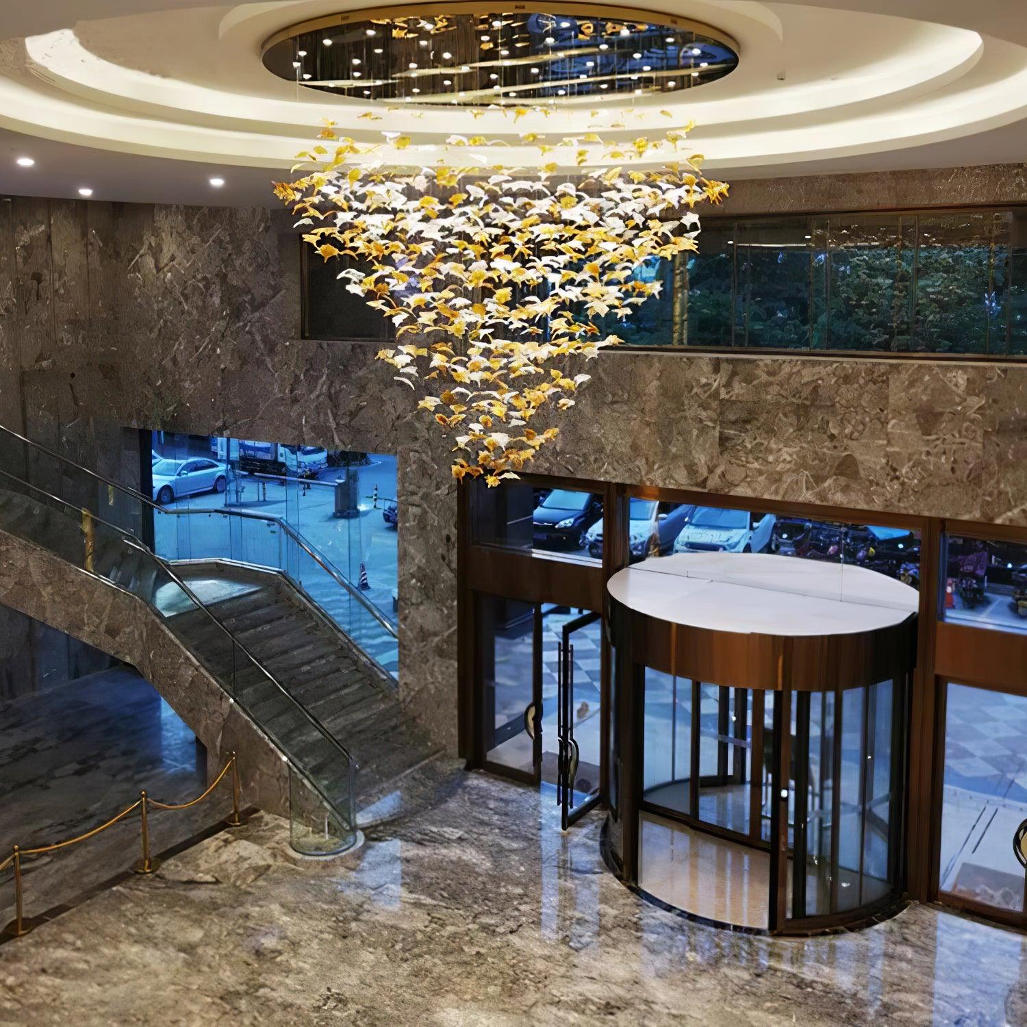 Artistic Multicolor Crystal Maple Leaf Chandelier Luxury Glass Leaf LED Pendant Light