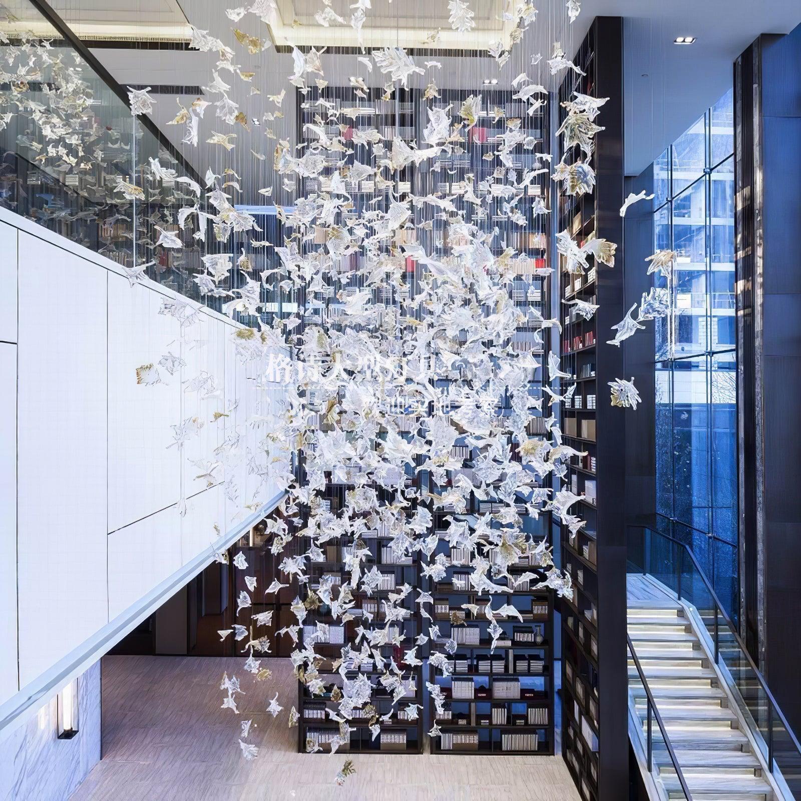 Artistic Multicolor Crystal Maple Leaf Chandelier Luxury Glass Leaf LED Pendant Light