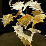 Artistic Multicolor Crystal Maple Leaf Chandelier Luxury Glass Leaf LED Pendant Light