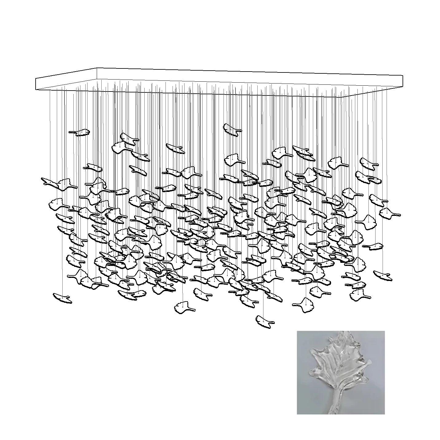 Artistic Multicolor Crystal Maple Leaf Chandelier Luxury Glass Leaf LED Pendant Light
