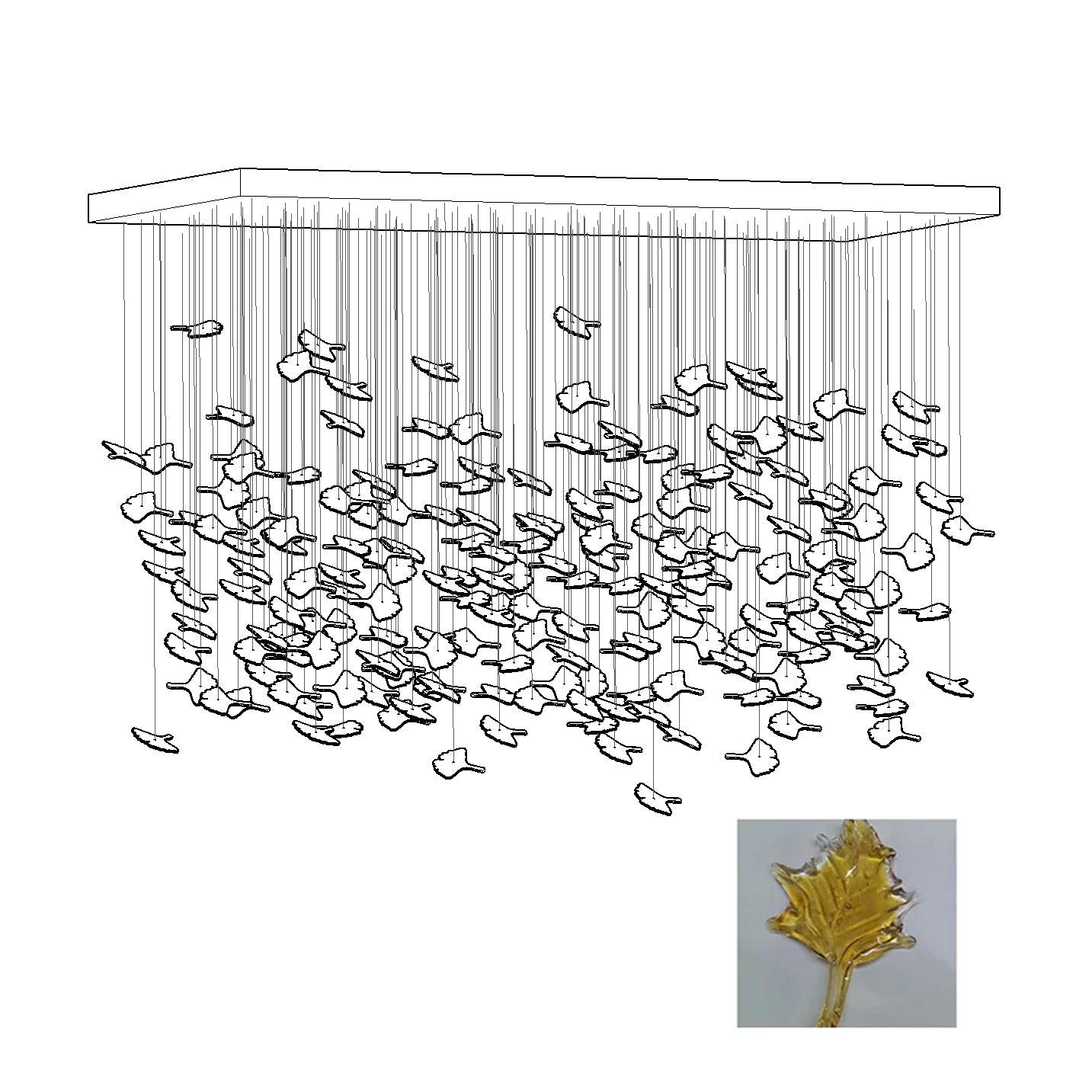 Artistic Multicolor Crystal Maple Leaf Chandelier Luxury Glass Leaf LED Pendant Light