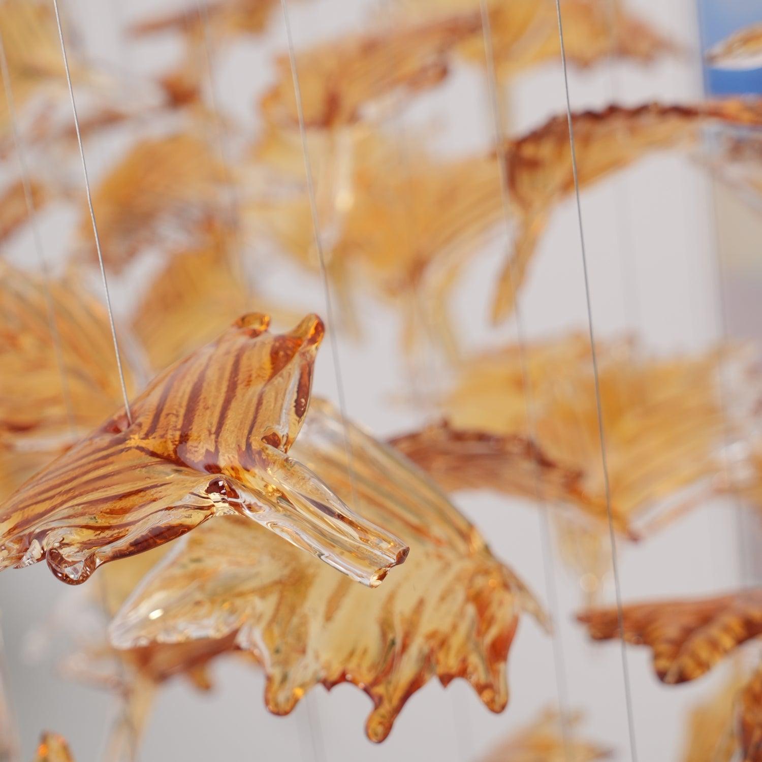 Artistic Multicolor Crystal Maple Leaf Chandelier Luxury Glass Leaf LED Pendant Light