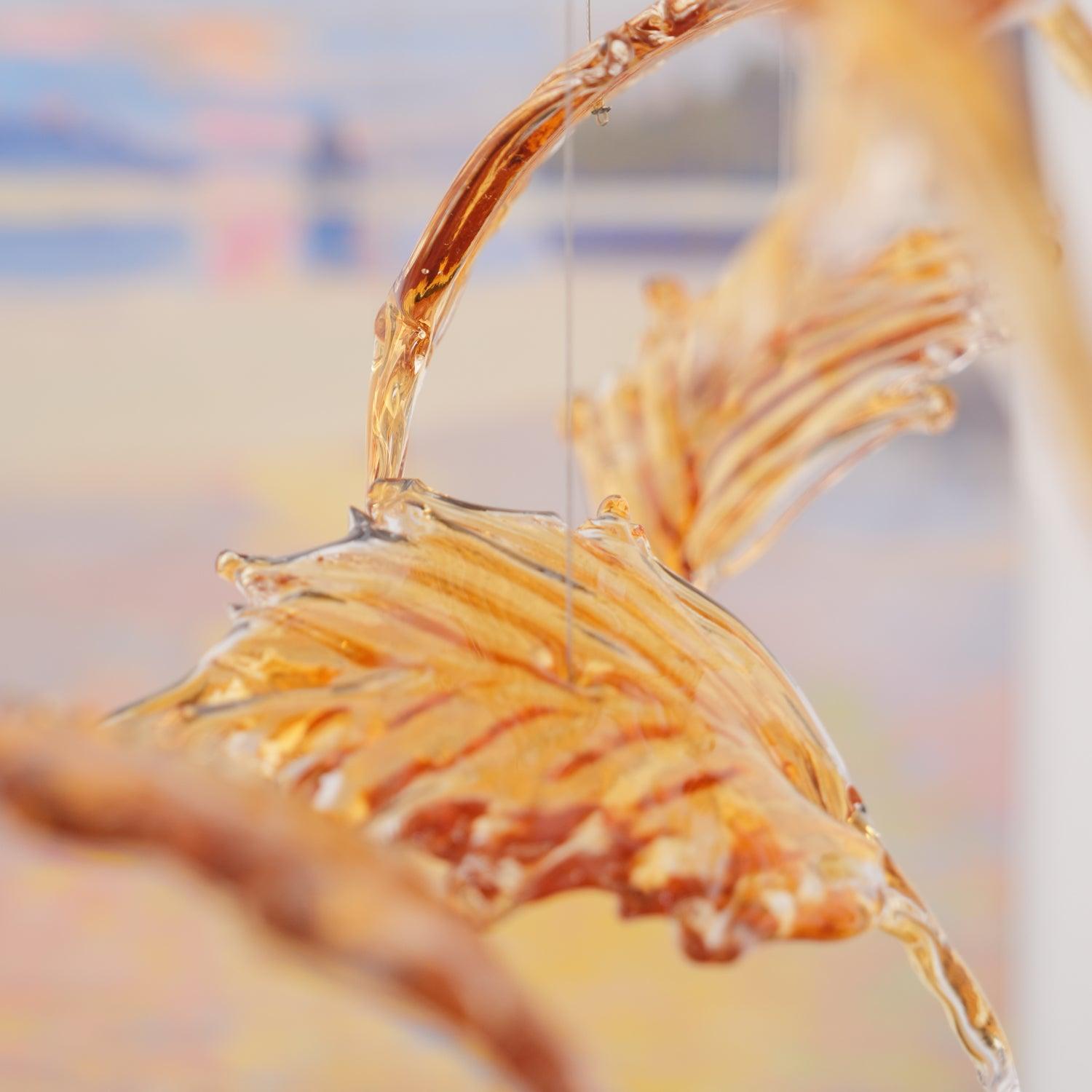 Artistic Multicolor Crystal Maple Leaf Chandelier Luxury Glass Leaf LED Pendant Light