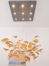 Artistic Multicolor Crystal Maple Leaf Chandelier Luxury Glass Leaf LED Pendant Light