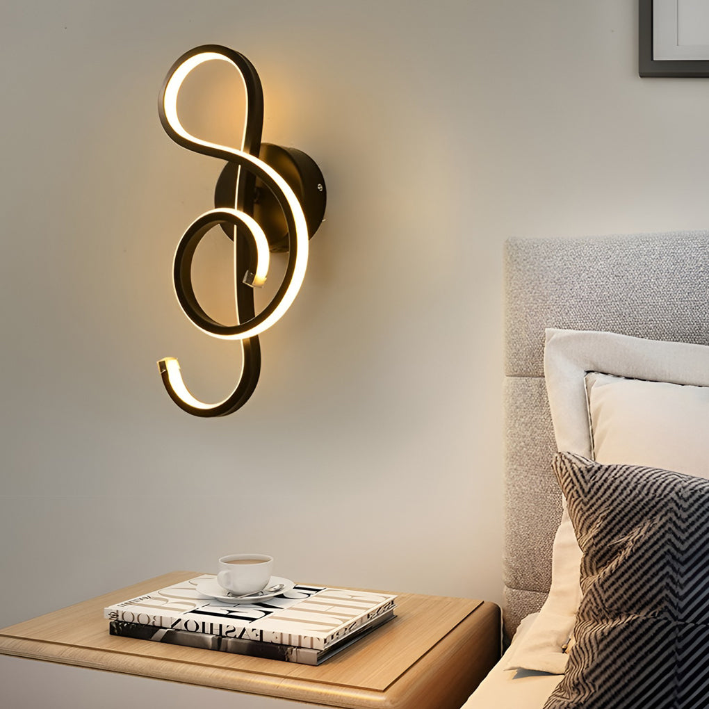 Artistic Musical Note Shape LED Wall Lamp with Electroplated Aluminum Finish