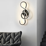 Artistic Musical Note Shape LED Wall Lamp with Electroplated Aluminum Finish