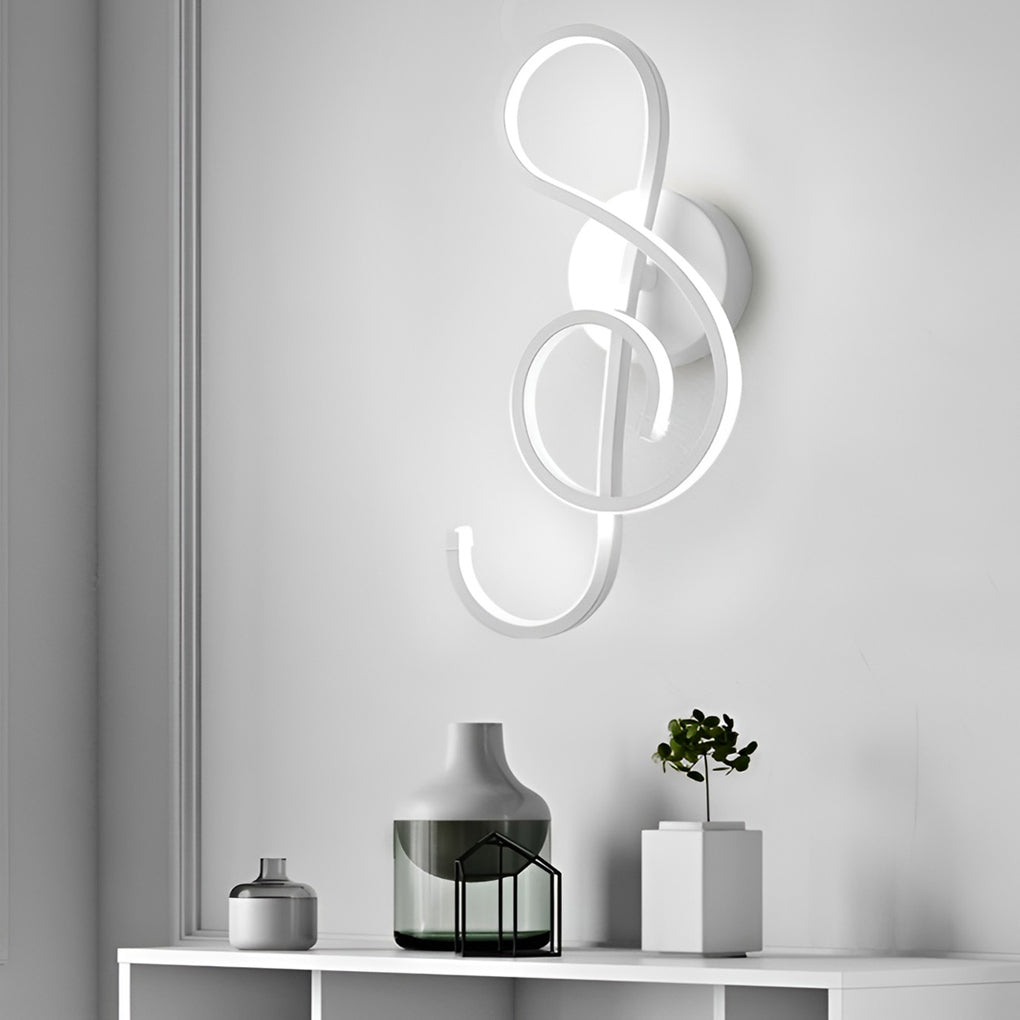 Artistic Musical Note Shape LED Wall Lamp with Electroplated Aluminum Finish