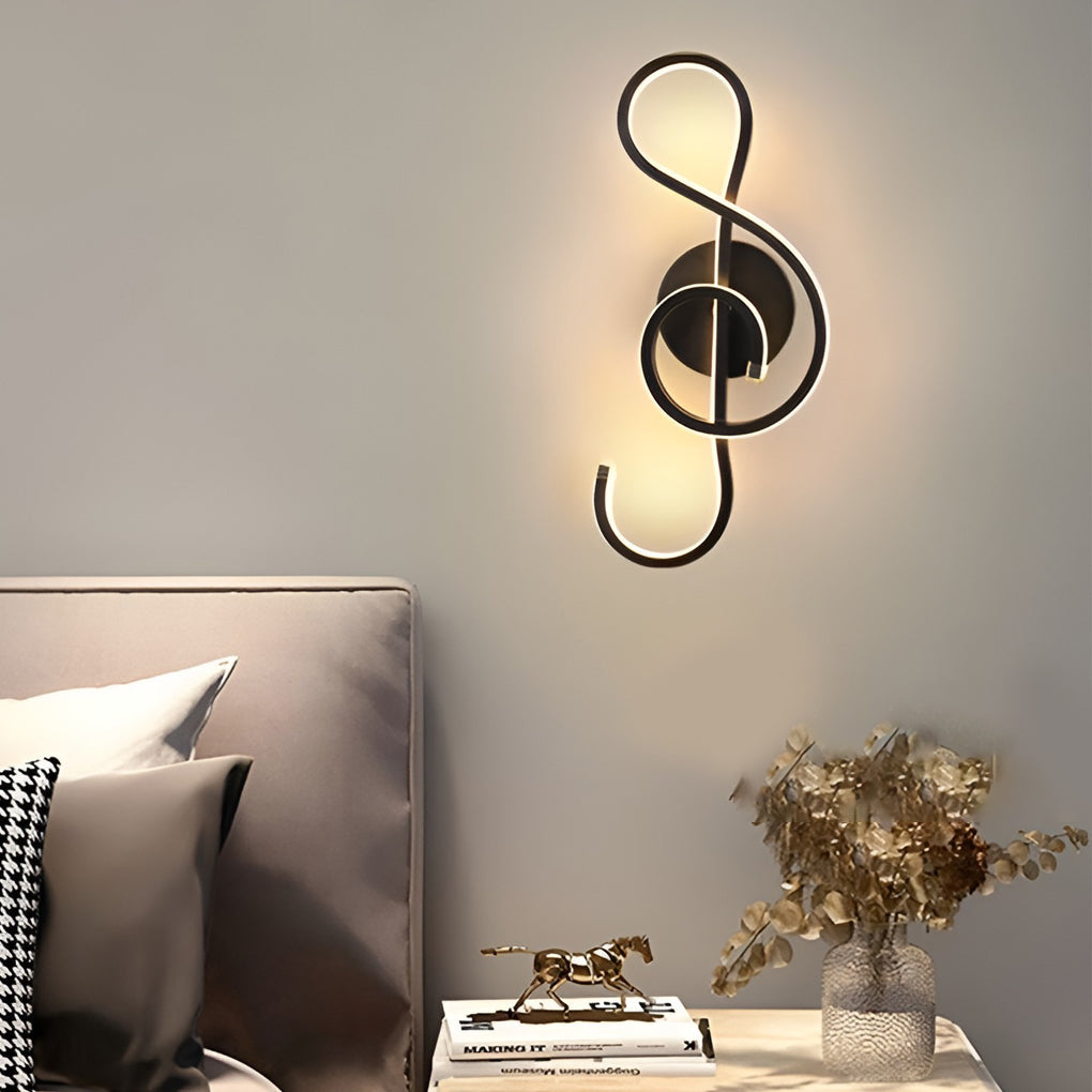 Artistic Musical Note Shape LED Wall Lamp with Electroplated Aluminum Finish