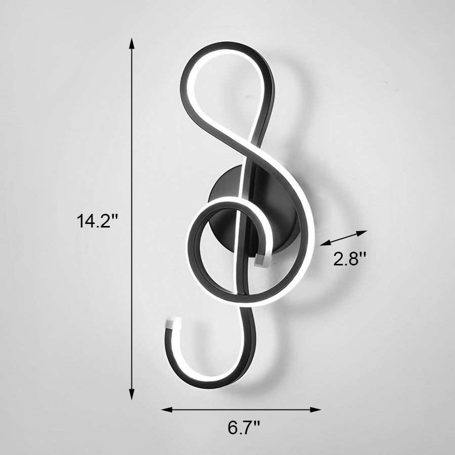 Artistic Musical Note Shape LED Wall Lamp with Electroplated Aluminum Finish
