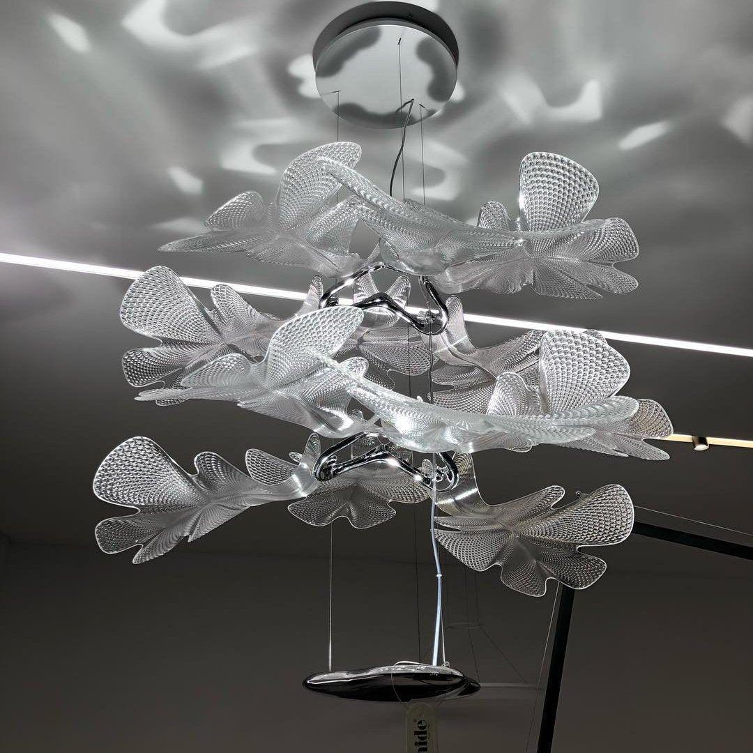 Artistic PMMA Leaf Suspension Light Modern LED Candelabrum Pendant Fixture