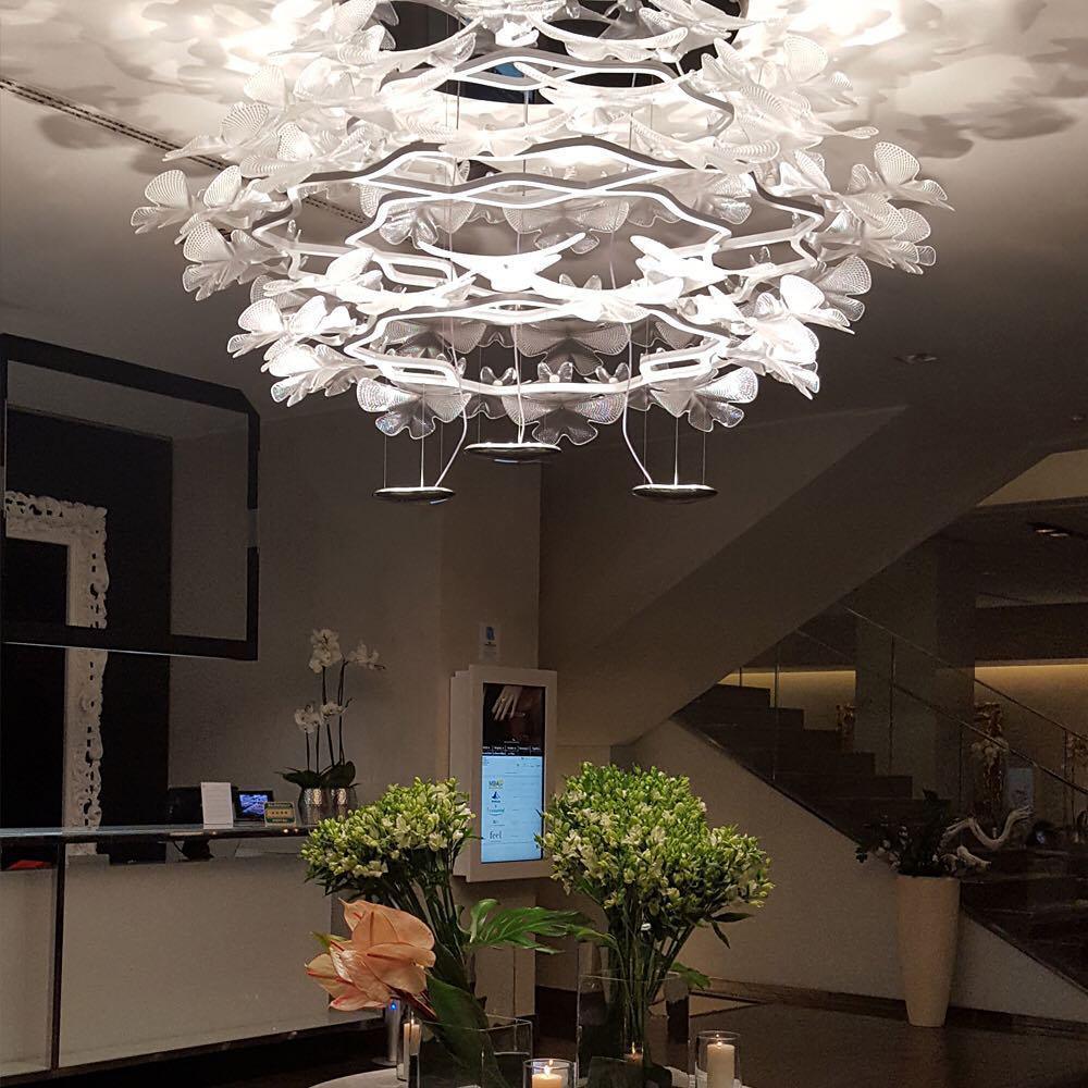 Artistic PMMA Leaf Suspension Light Modern LED Candelabrum Pendant Fixture
