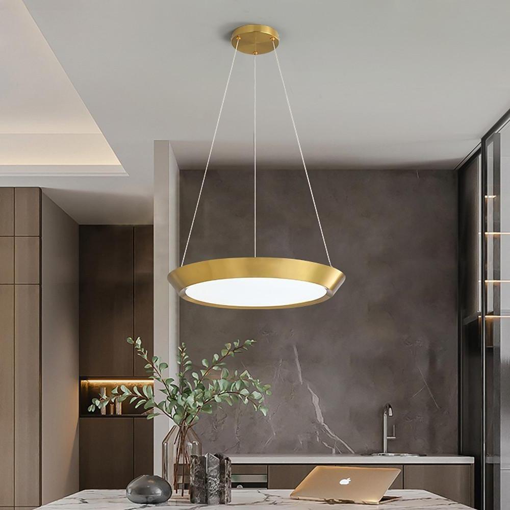 Artistic Round LED Pendant Lighting Modern Metal and Acrylic Kitchen Island Ceiling Fixture
