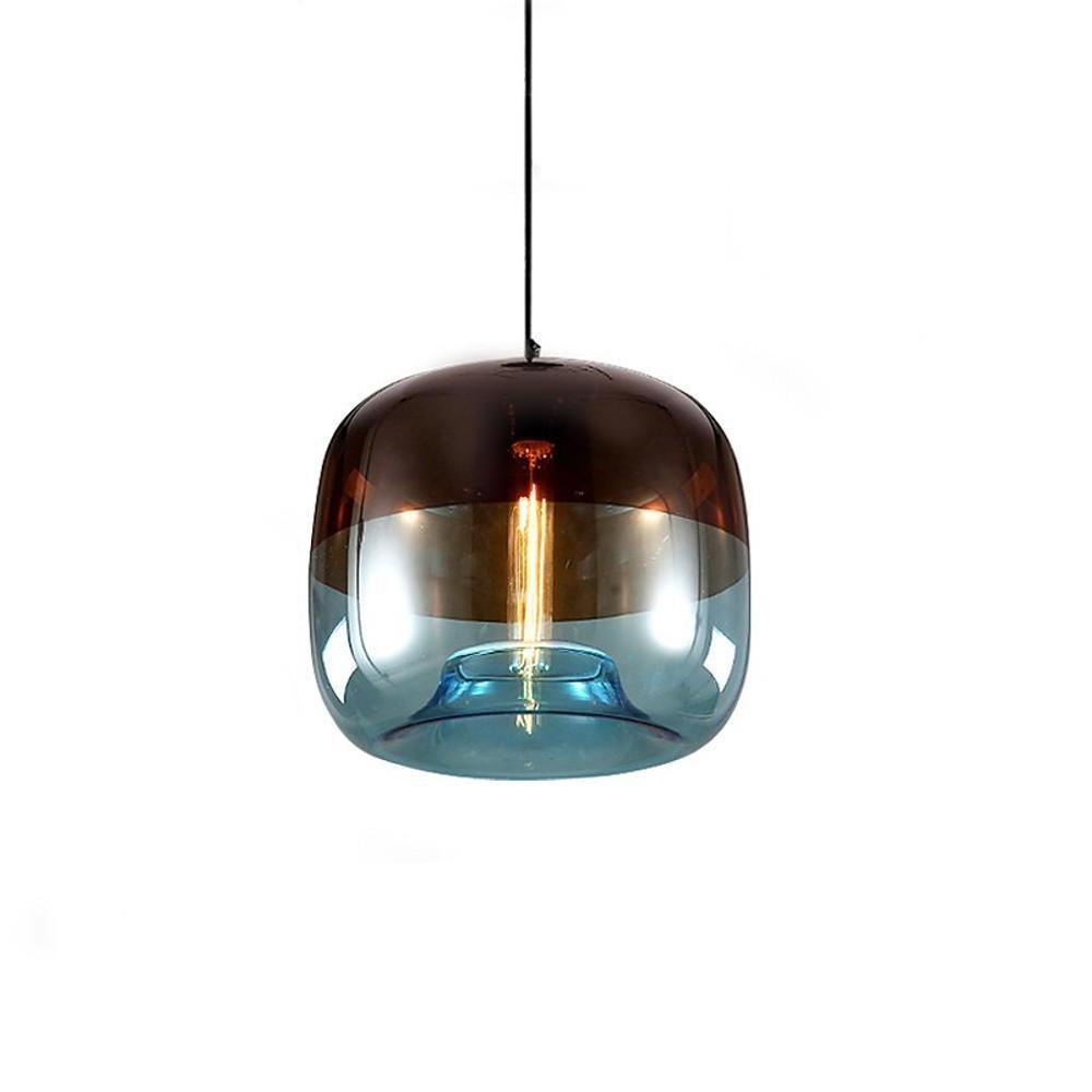 Artistic Stained Glass Globe Pendant Light Modern Multi Colored Hanging Fixture for Dining Room