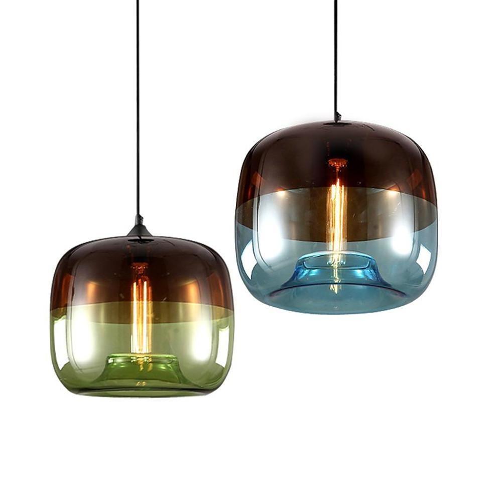 Artistic Stained Glass Globe Pendant Light Modern Multi Colored Hanging Fixture for Dining Room