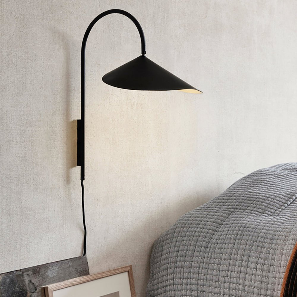 Arum Swivel Bracket Wall Lamp with Adjustable Curved Shade for Modern Interiors