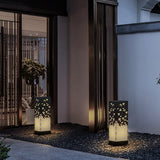 Asian Inspired Hollow Carved Garden Post Light IP54 Outdoor Landscape Pillar Lamp for Pathways