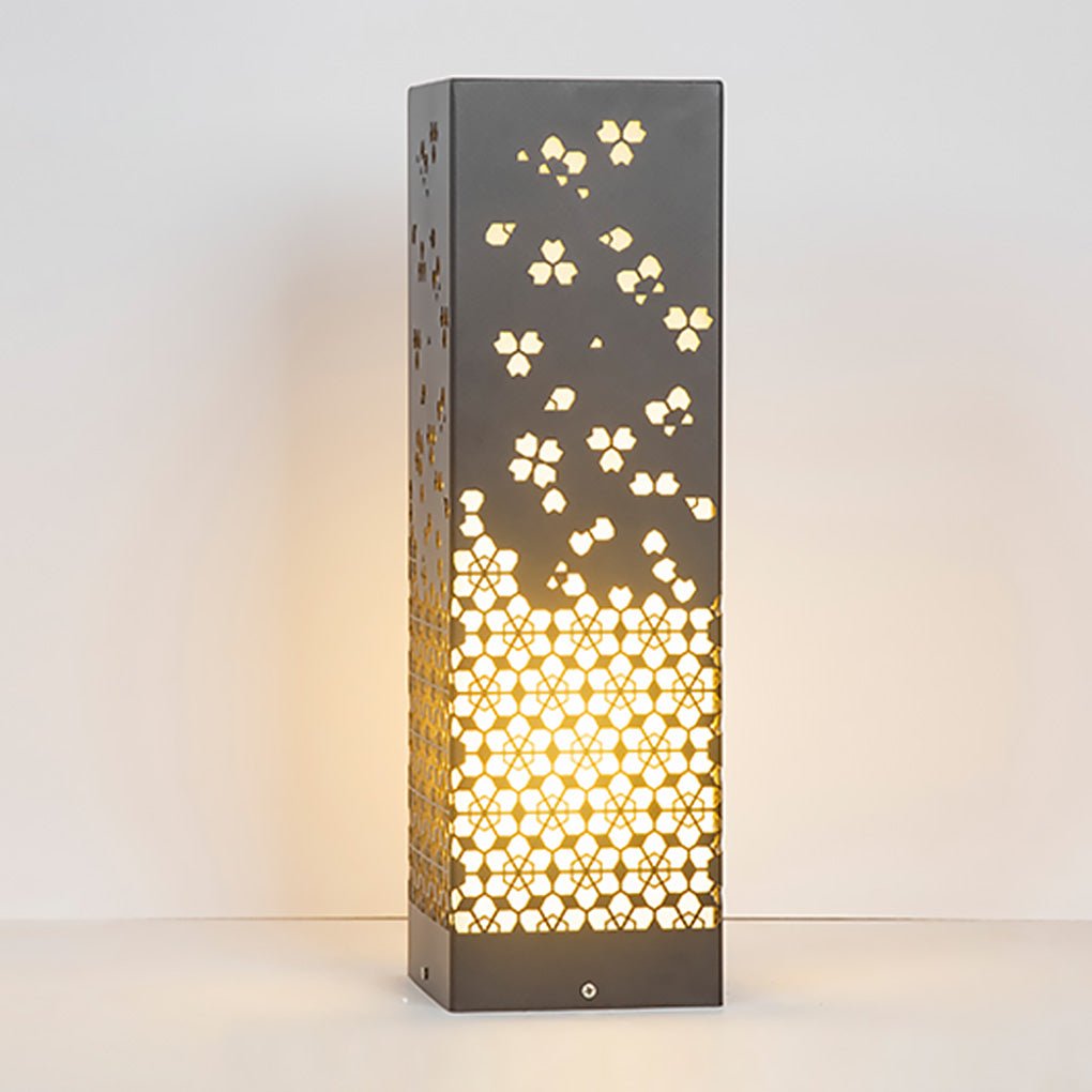 Asian Inspired Hollow Carved Garden Post Light IP54 Outdoor Landscape Pillar Lamp for Pathways