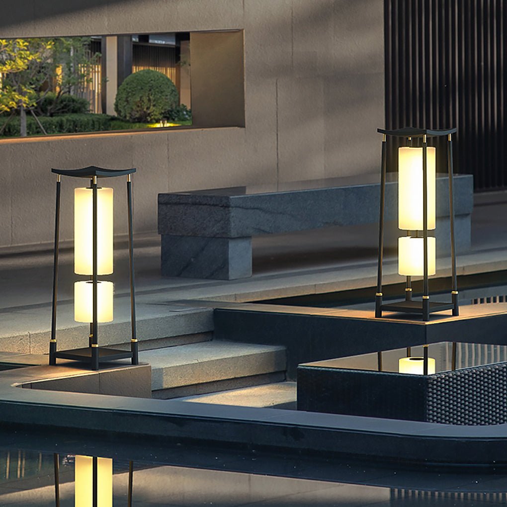 Asian Inspired Outdoor Garden Post Light Waterproof LED Landscape Pathway Lamp for Villa Courtyard
