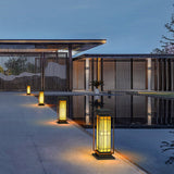 Asian Inspired Square Outdoor Path Lights Solar Powered LED Garden Decor Landscape Lighting