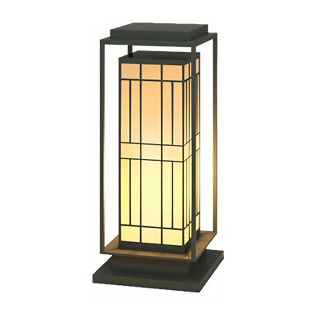 Asian Inspired Square Outdoor Path Lights Solar Powered LED Garden Decor Landscape Lighting
