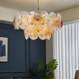 Aster Modern Glass Chandelier Pendant Light for Living Room and Dining Areas in Gold Finish