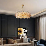 Aster Modern Glass Chandelier Pendant Light for Living Room and Dining Areas in Gold Finish