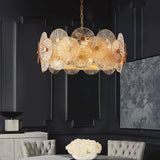 Aster Modern Glass Chandelier Pendant Light for Living Room and Dining Areas in Gold Finish