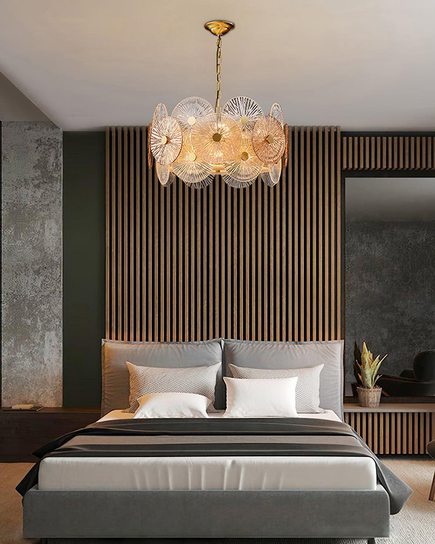 Aster Modern Glass Chandelier Pendant Light for Living Room and Dining Areas in Gold Finish