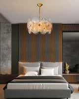 Aster Modern Glass Chandelier Pendant Light for Living Room and Dining Areas in Gold Finish