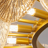 Aster Modern Glass Chandelier Pendant Light for Living Room and Dining Areas in Gold Finish
