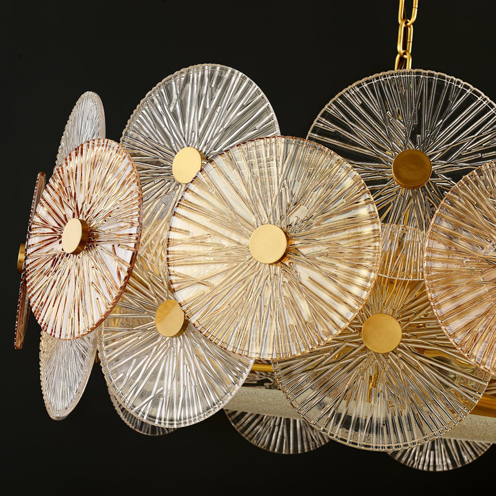 Aster Modern Glass Chandelier Pendant Light for Living Room and Dining Areas in Gold Finish