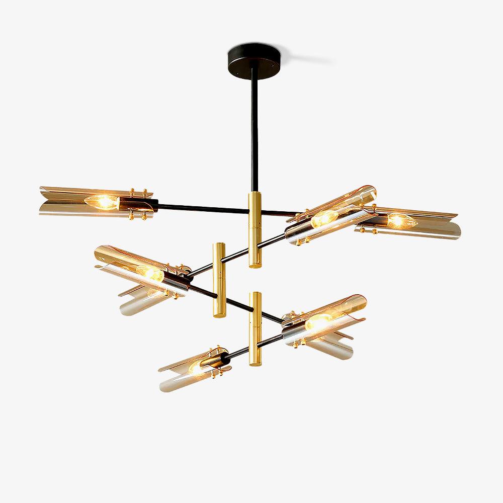 Astrid Double Glass Shade Ceiling Chandelier Modern Linear Lighting Fixture