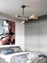 Astrid Double Glass Shade Ceiling Chandelier Modern Linear Lighting Fixture