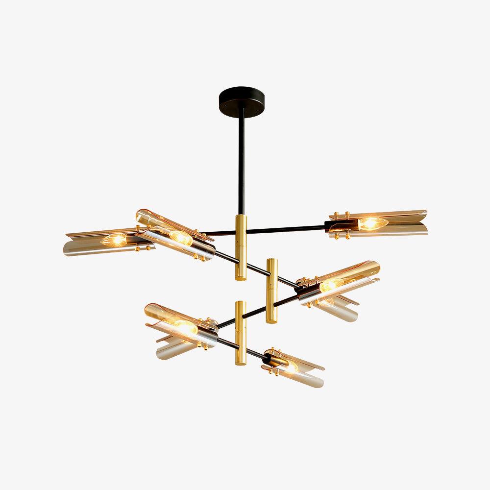 Astrid Double Glass Shade Ceiling Chandelier Modern Linear Lighting Fixture
