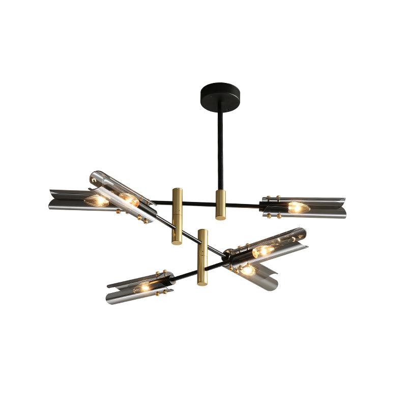 Astrid Double Glass Shade Ceiling Chandelier Modern Linear Lighting Fixture