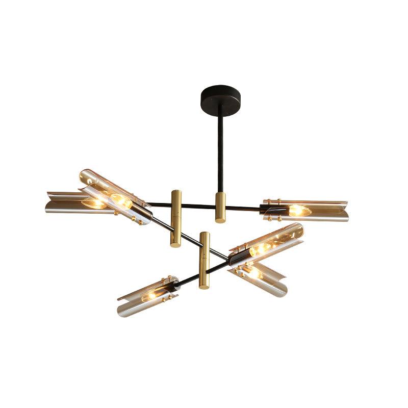 Astrid Double Glass Shade Ceiling Chandelier Modern Linear Lighting Fixture