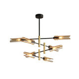 Astrid Double Glass Shade Ceiling Chandelier Modern Linear Lighting Fixture
