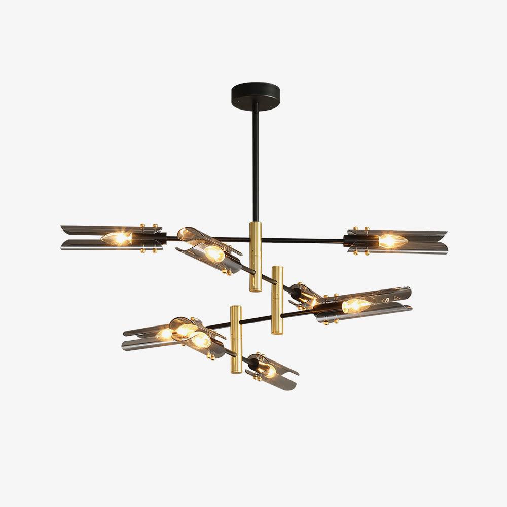 Astrid Double Glass Shade Ceiling Chandelier Modern Linear Lighting Fixture