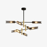 Astrid Double Glass Shade Ceiling Chandelier Modern Linear Lighting Fixture