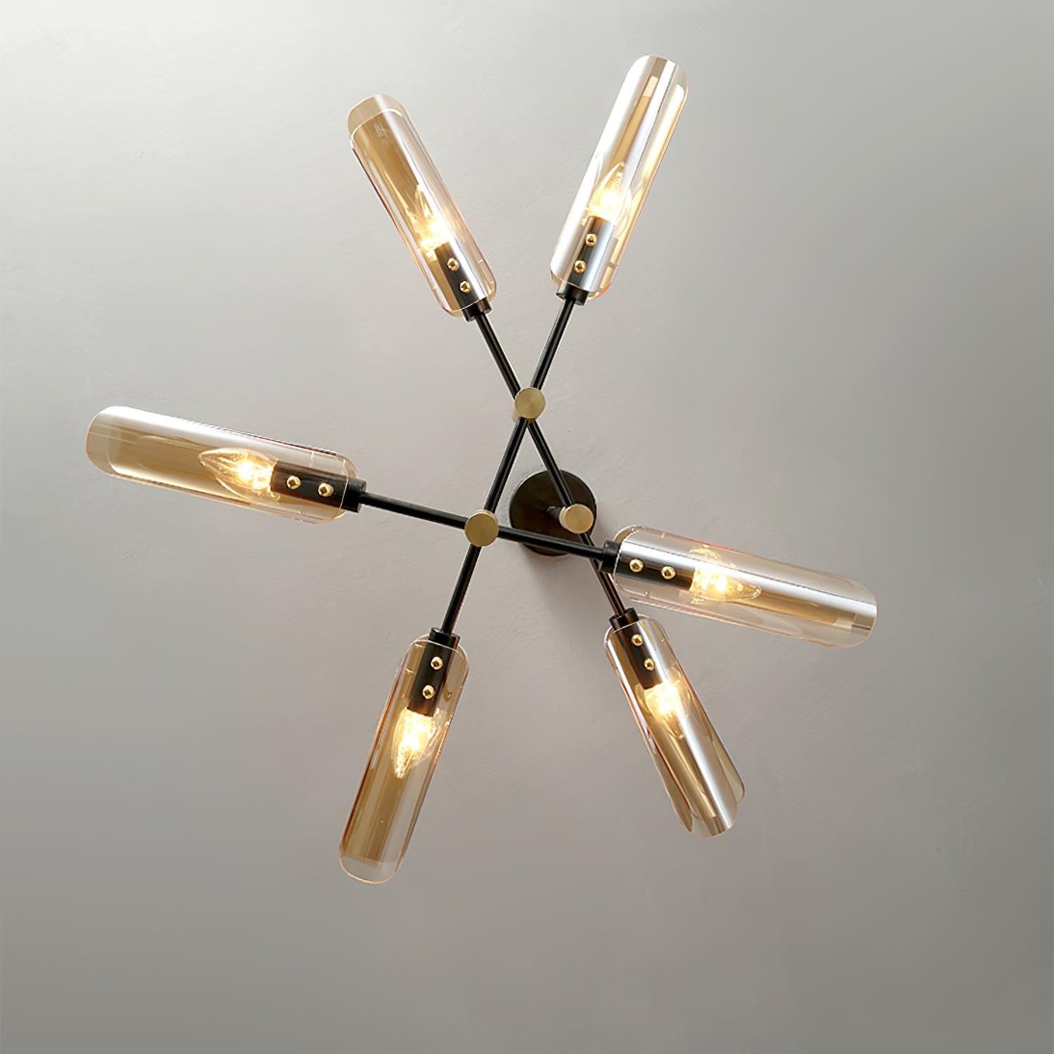 Astrid Double Glass Shade Ceiling Chandelier Modern Linear Lighting Fixture