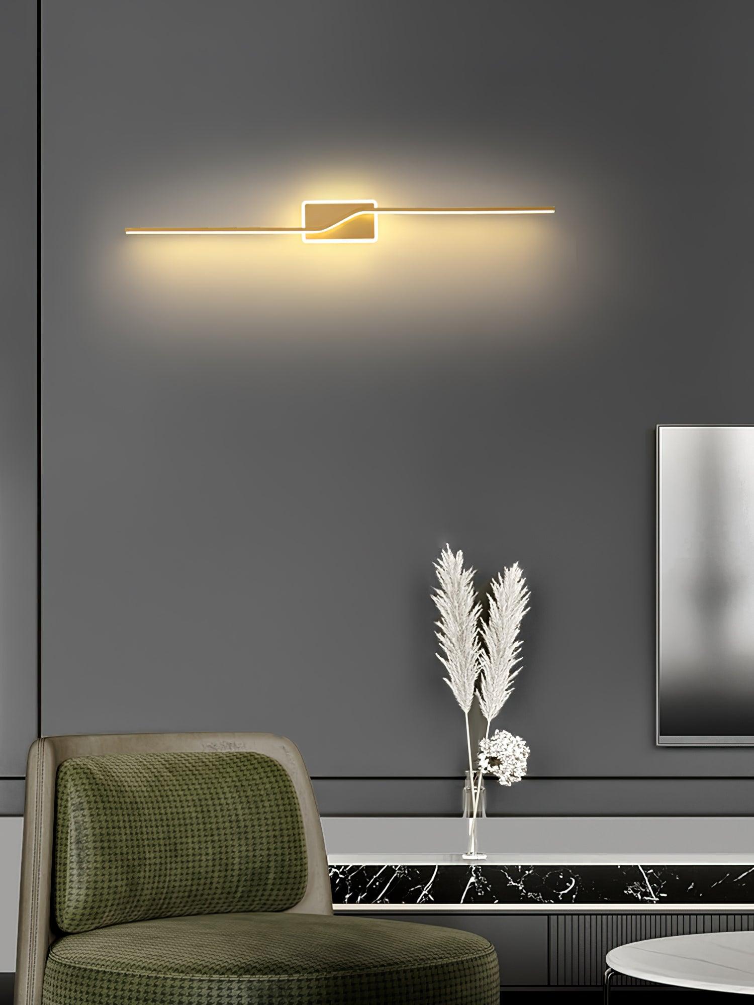 Asymmetric Linear Strip Wall Light Modern LED Brass Sconce for Hallway and Bedroom